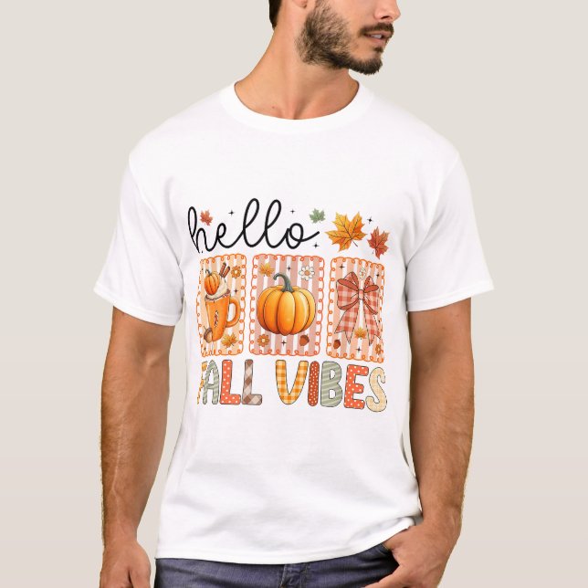 T-shirt Coquette Bow Saison Citrouille Thanksgiving Bonjou (Devant)