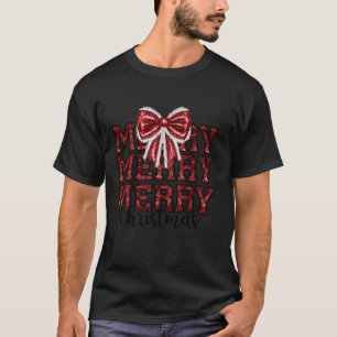 T-shirt Coquette Bow Santa Claus Joyeuses femmes de Noël X