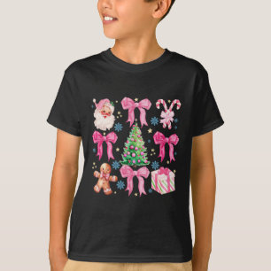 T-shirt Coquette Bow Santa Claus Rose Joyeux Noël FEMME