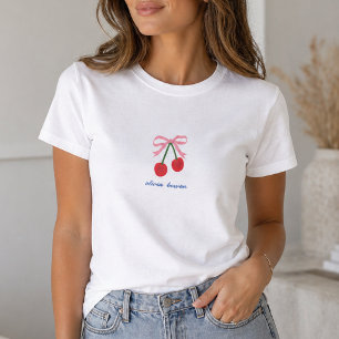 T-Shirt Coquette Cerise à Nœud Graphique Mignon