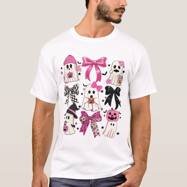 T-shirt Coquette Citrouille Fantôme Funny mignon Fantôme H (Devant)