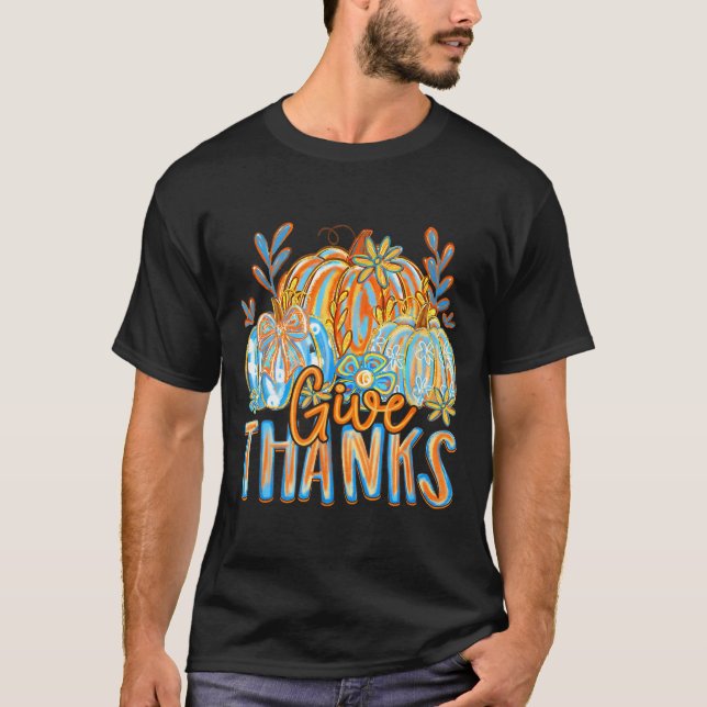 T-shirt Coquette Give Thanks Christian Thanksgiving Floral (Devant)