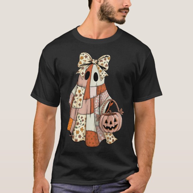 T-shirt Coquette Halloween Fantôme Coquette Patchwork (Devant)
