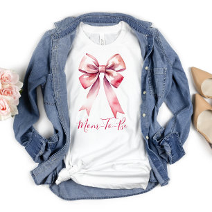 T-shirt Coquette Maman Future Maman avec un Nœud Rose