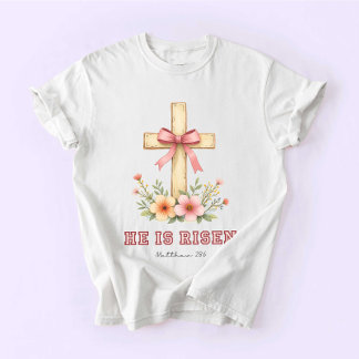 T-shirt Coquette Religious, Jesus Easter, He is Risen