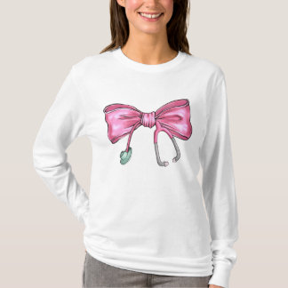 T-shirt Coquette rose Infirmière Stethoscope Bow