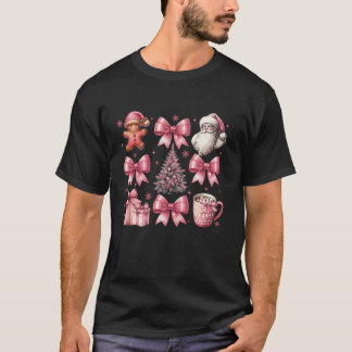 T-shirt Coquette Rose Noël Bow Gingerbread Homme X