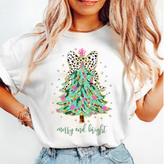 T-shirt Coquette sapin rose joyeux et lumineux