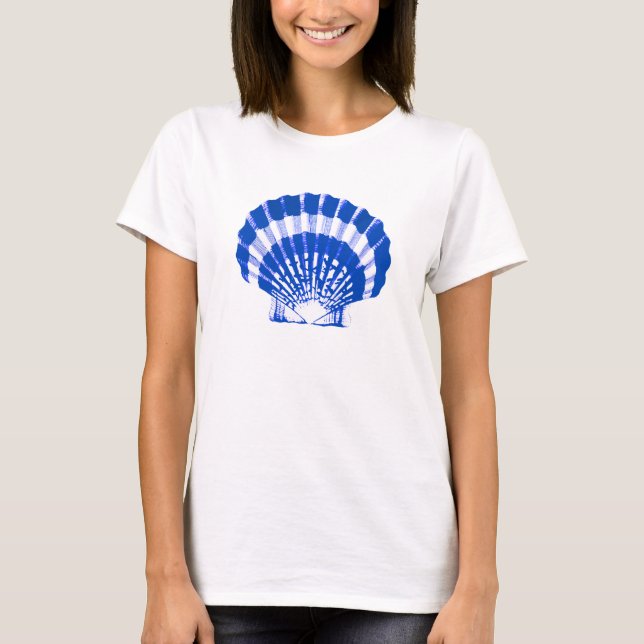 T-shirt Coquillage - bleu cobalt et blanc (Devant)