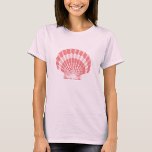T-shirt Coquillage - corail rose et blanc