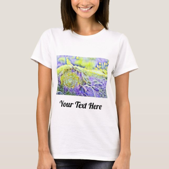 T-shirt Coquillage jaune violet dans l'aquarelle mousseuse (Devant)