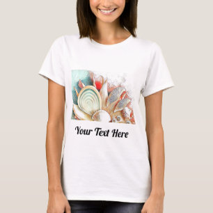 T-shirt Coquillages colorés sur peinture d'aquarelle de pl