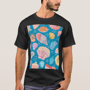 T-shirt Coquillages de mer colorés motif 1