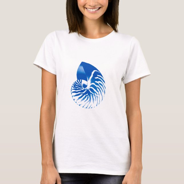 T-shirt Coquille de Nautilus - bleu cobalt et blanc (Devant)