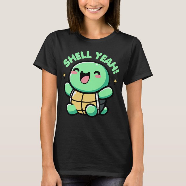 T-shirt Coquille Ouais mignonne Tortue Pun Amoureux Drôle (Devant)