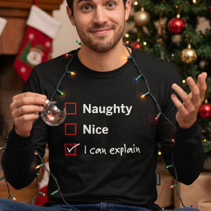 T-shirt Coquin ou gentil je peux expliquer Blague de Noël 