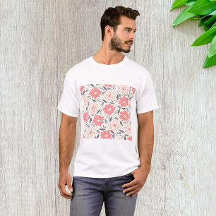 T-shirt Corail et crème Florale motif Dahlia Vintage
