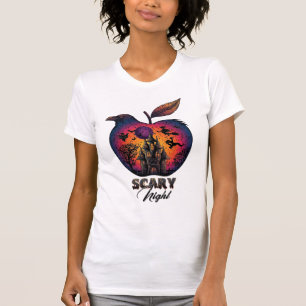 T-shirt Corbeau de nuit effrayant Apple Château hanté Spoo