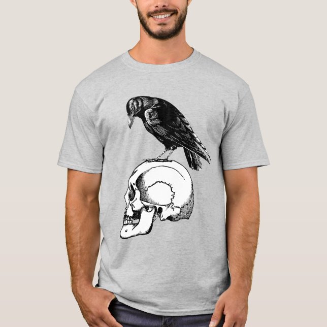 T-shirt Corbeau et crâne (Devant)