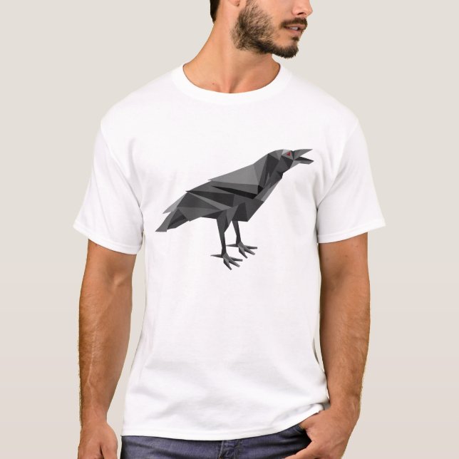 T-shirt Corbeau Géométrique Cubiste Gris Triangles (Devant)