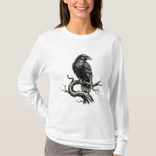 T-shirt Corbeau gothique sur branche d'arbre - Halloween s