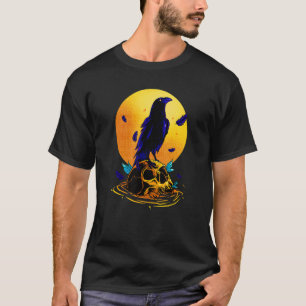 T-shirt Corbeau noir et blanc Crâne Emo Punk Gothique B