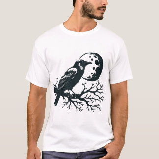 T-shirt Corbeau noir et lune
