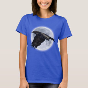 T-shirt Corbeau noir volant et Pleine lune