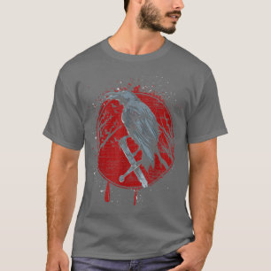 T-shirt Corbeau rouge lune d'Halloween Crow de nuit Éffray