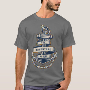 T-shirt Corde d'ancre de voile vintage L'aventure commence