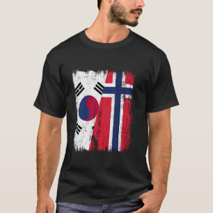 T-shirt Corée du Sud Norvège Demi-drapeau Sud-coréen Norvé