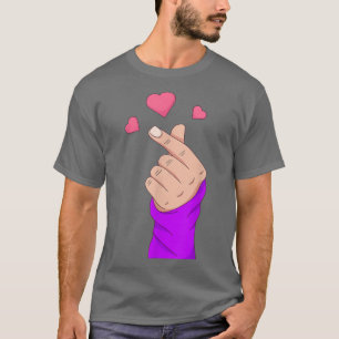 T-shirt Coréen Finger Heart Kpop Merchandise Girls KDrama