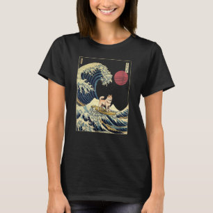 T-shirt Coréen Jindo Japonais Kanagawa Vague Surf Chien