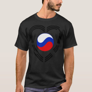 T-shirt Coréen Russe Multinational Patriot Drapeau Coeur