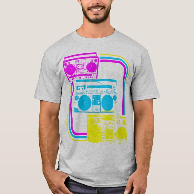 T-shirt Corey Tiger 80s Retro Boombox Radio (Devant)