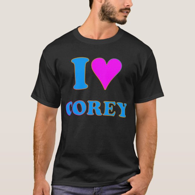T-shirt COREY TIGER 80's Retro I LOVE COREY (Devant)