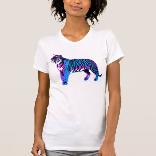 T-shirt COREY TIGER Années 80 RÉTRO VINTAGE TIGRE BLEU ROS