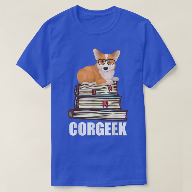 T-shirt Corgeek Corgi Fan Bookworm Book  (Design devant)