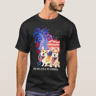 T-shirt Corgi 4 juillet arrive Drapeau américain Patriote