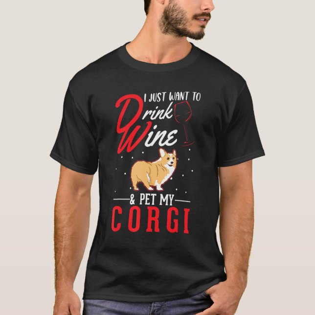 T-shirt Corgi And Wine (Devant)