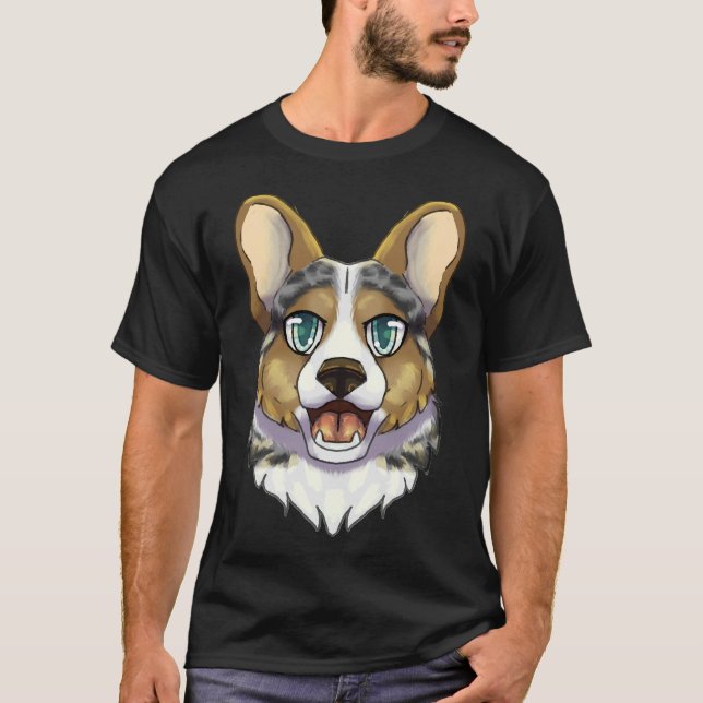 T-shirt Corgi bleu merle (Devant)