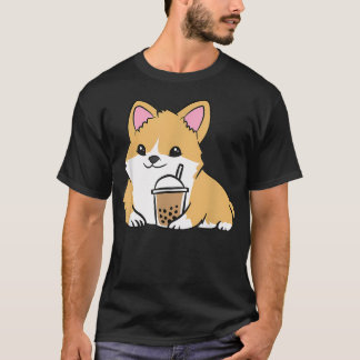 T-shirt Corgi Bubble Tea Welsh Corgi Pearl Milk Tea