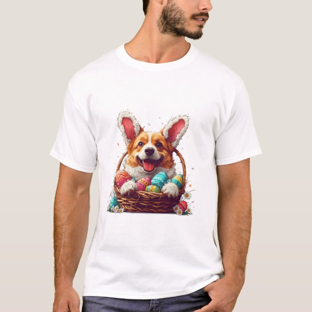 T-shirt Corgi Bunny Jour de Pâques (Devant)