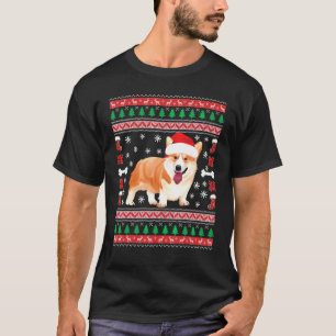 T-shirt Corgi Chapeau de Père Noël Sweater de Noël Moche C