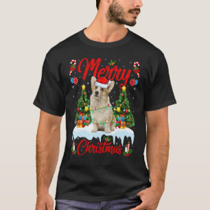 T-shirt Corgi Chien Lumières Arbre Noël Santa Corgi Noël