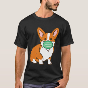 T-shirt Corgi Chien Masque Visage Masque Distances sociale