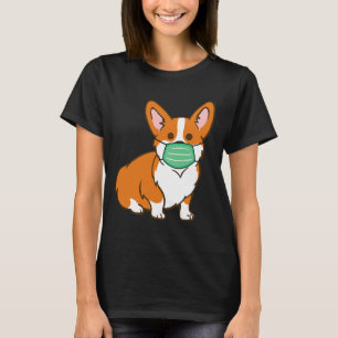 T-shirt Corgi Chien Masque Visage Masque Distances sociale