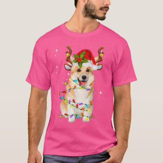 T-shirt Corgi Christmas Teindeer Feux de Noël Paja