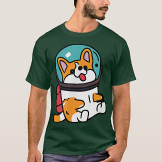 T-shirt Corgi Cosmonaut Amoureux des chiens Puppy Retro
