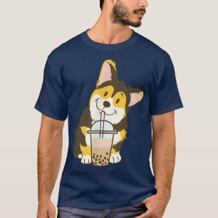 T-shirt Corgi Couleur Tri Cute Et Boba Chien Bubble Thé De